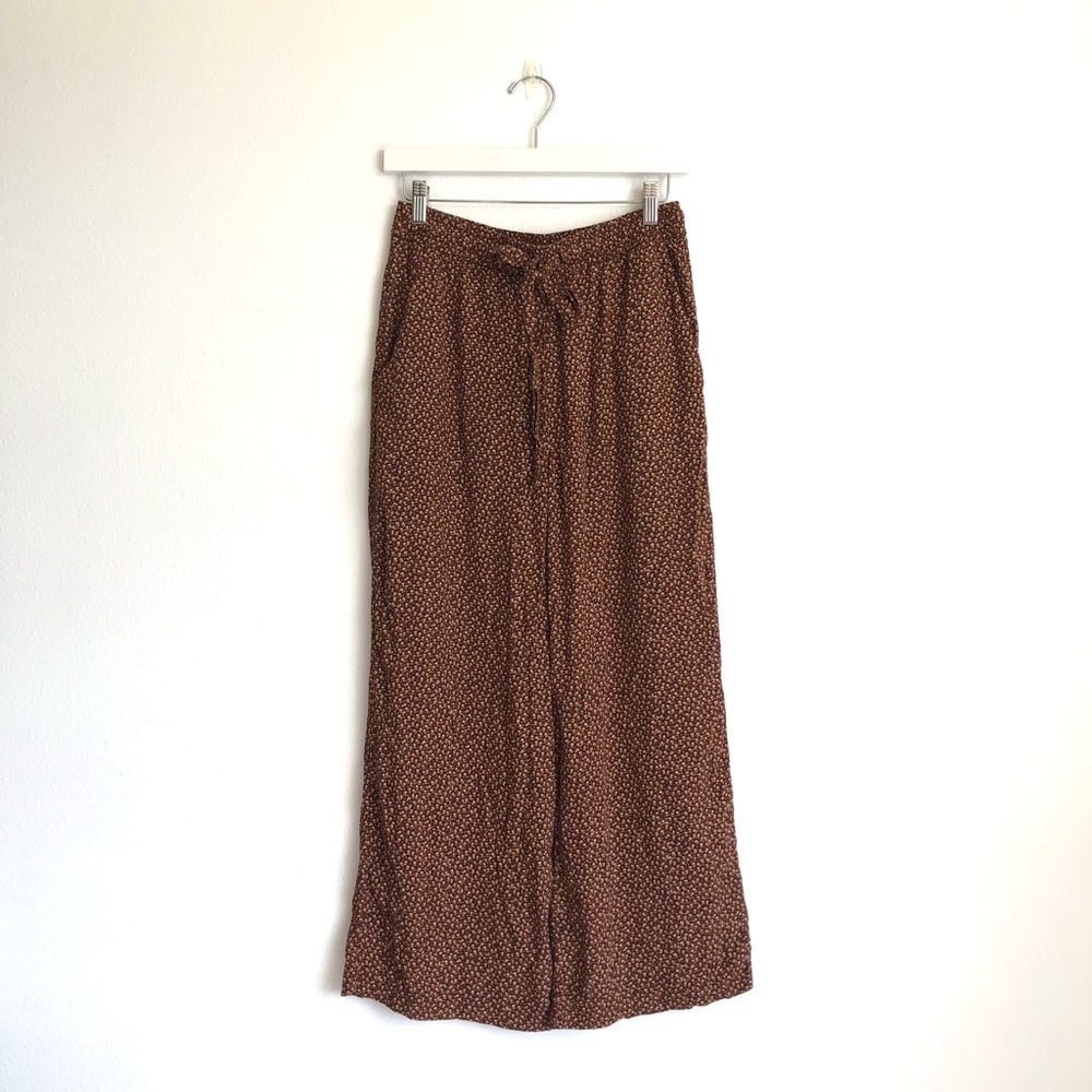 & Other Stories Brown Tan Ditsy Floral Wide Leg Trouser Pants Size 4